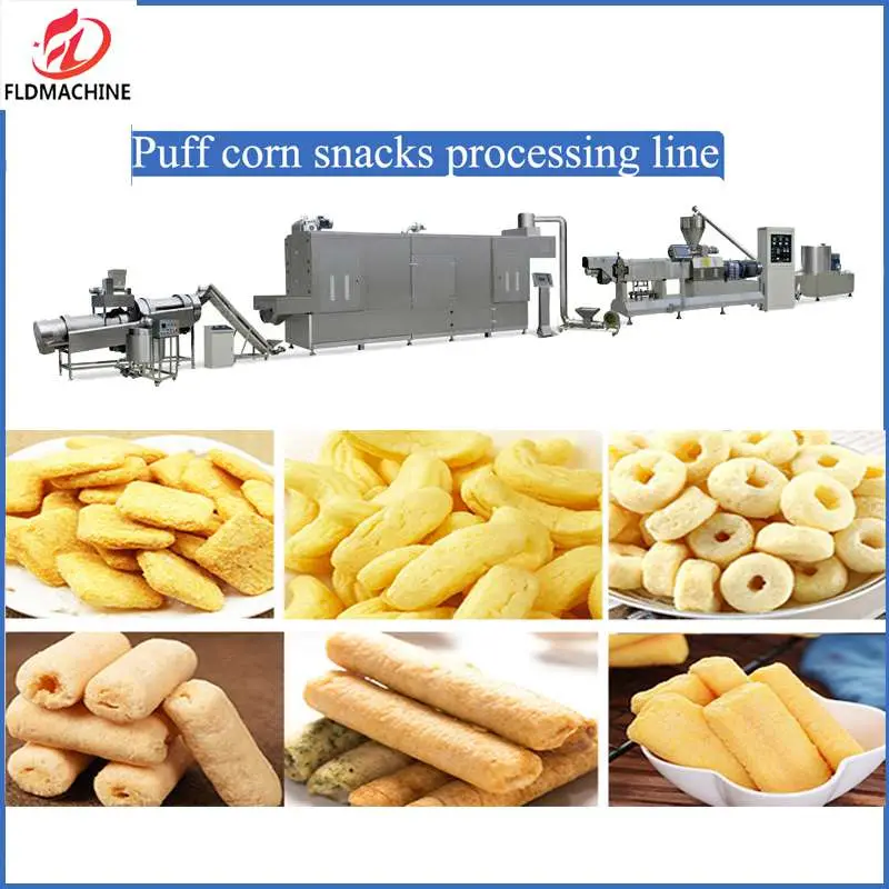 Puffed Food Extruder Puffing Grain Corn Rice Snacks Making Machine Production Line