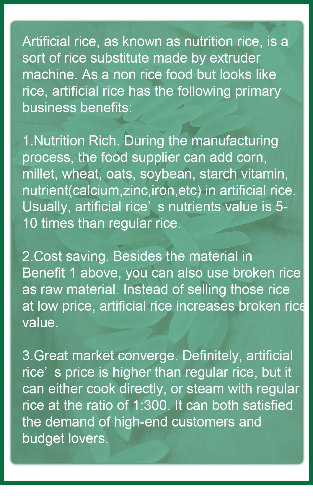 Greatly Admired Making Rice Machine + Nutritional Fortified Rice Machine + Automatic Nutrition Artificial Rice Production Line