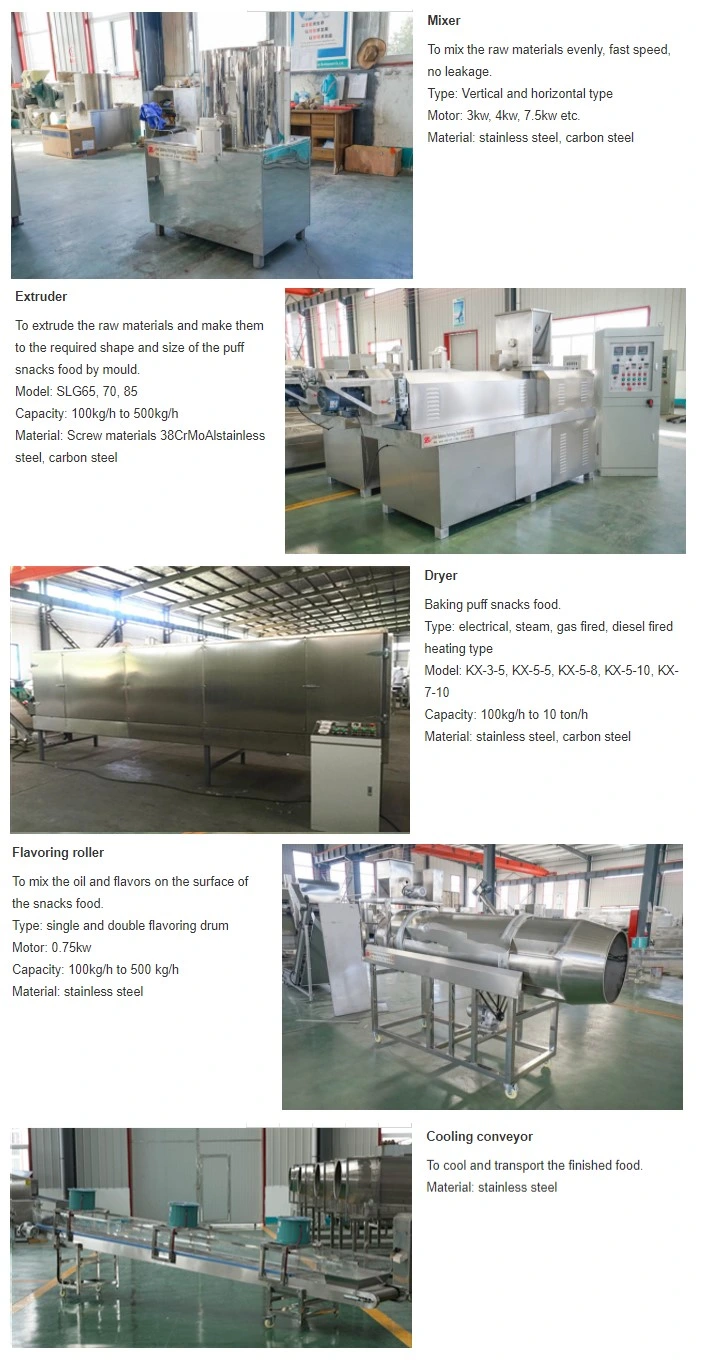 Good Sale 100kg Extruded Corn Puffed Snacks Food Production Line