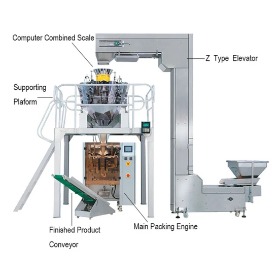 Vertical Puffed Food Packing Machine for Potato Chips Crisps Popcorn Fried Beans Packing Machine